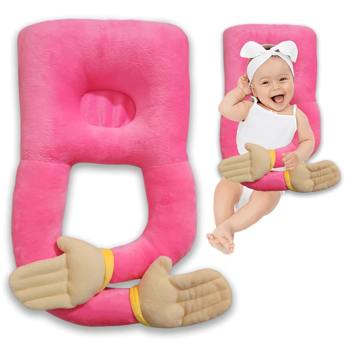 Kausbabi Plush Hugging Pillow for Baby Boys & Girls | Soft Infant Cuddle Cushion | Lightweight, Durable & Washable | Cute Animal Shape Baby Pillow for Sleeping & Playtime