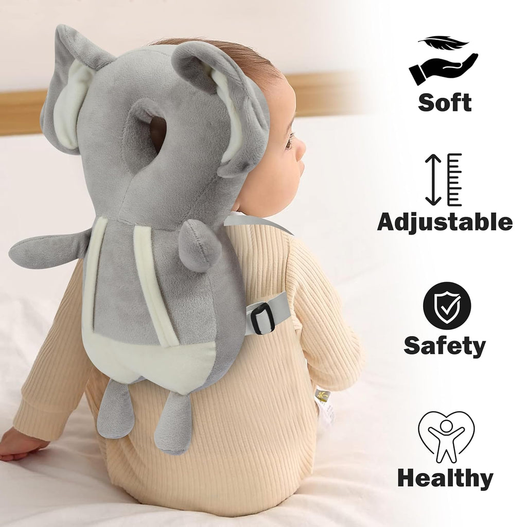 Baby Head Protector Cushion Plush Soft Multicolor Toy Early Learning Toy Fall Protection Helmet Baby Head Protector Child Adjustable Shoulder Strap (Perfect Gift for Baby) Elephant