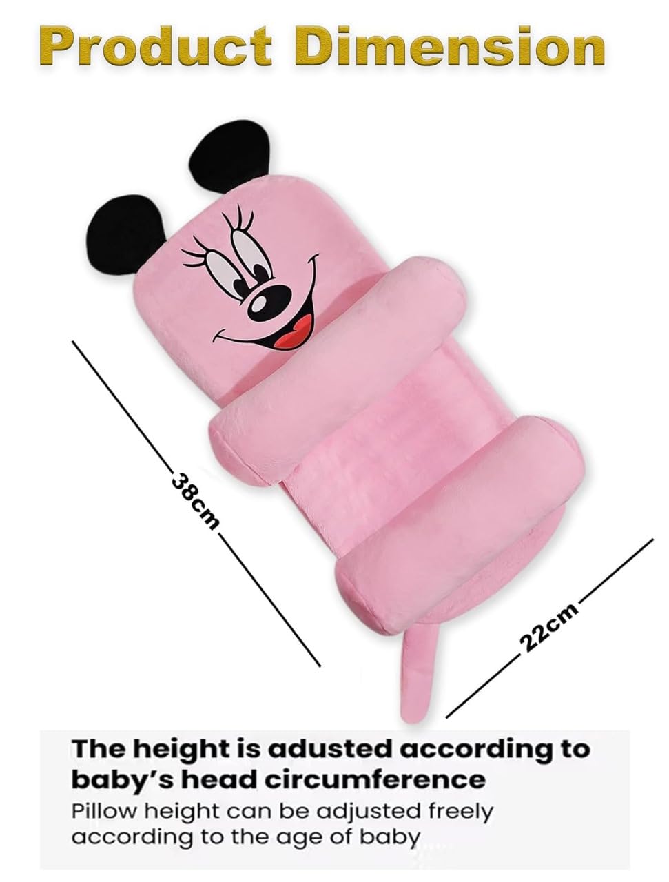 Baby Sleeping Support Pillow with Side Rollers | Newborn Safety Sleeping Pillow Set | Soft Cotton Infant Neck Pillow for 0–12 Months | Anti-Flat Head Cushion for Baby Boys & Girls (Micky)