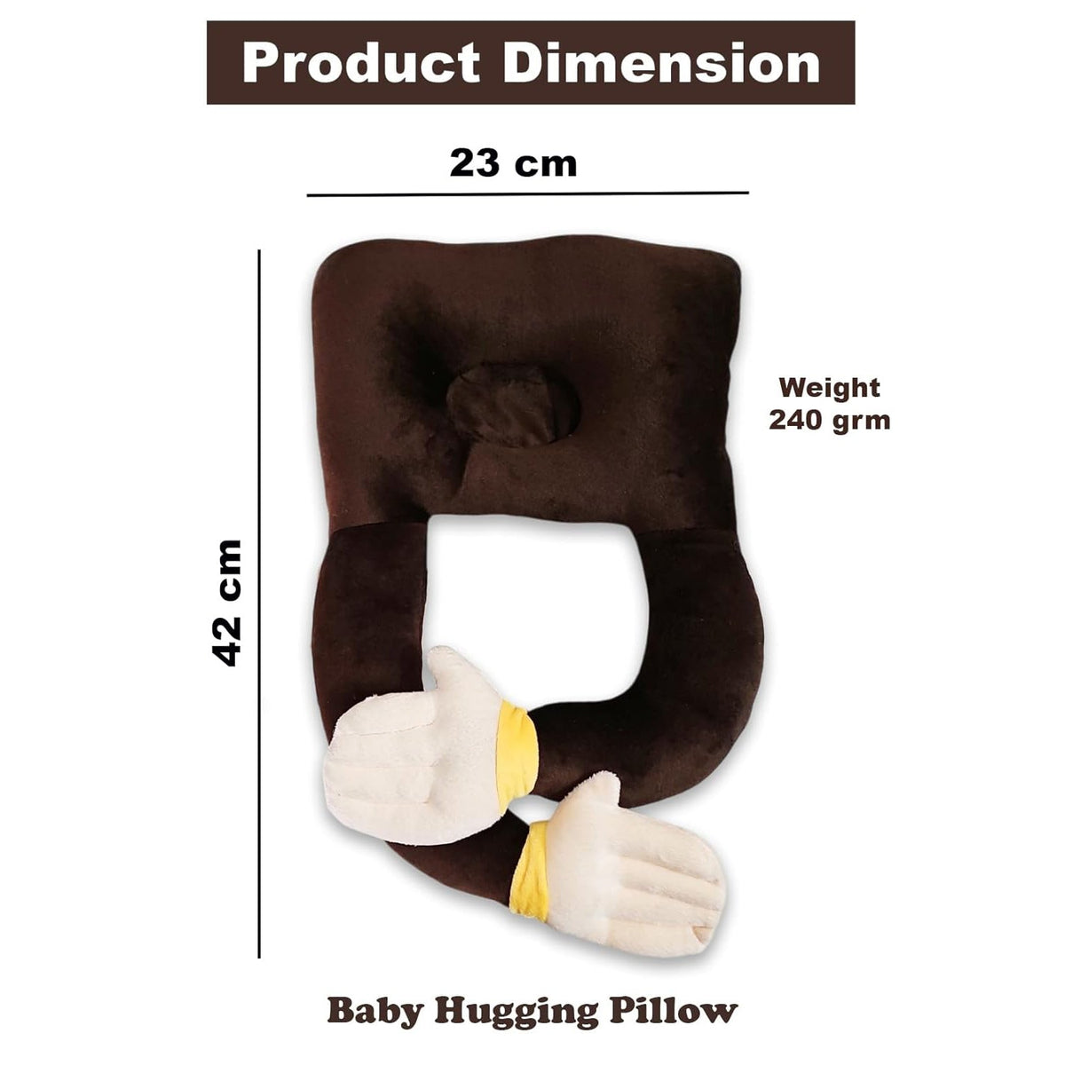 Kausbabi Plush Hugging Pillow for Baby Boys & Girls | Soft Infant Cuddle Cushion | Lightweight, Durable & Washable | Cute Animal Shape Baby Pillow for Sleeping & Playtime