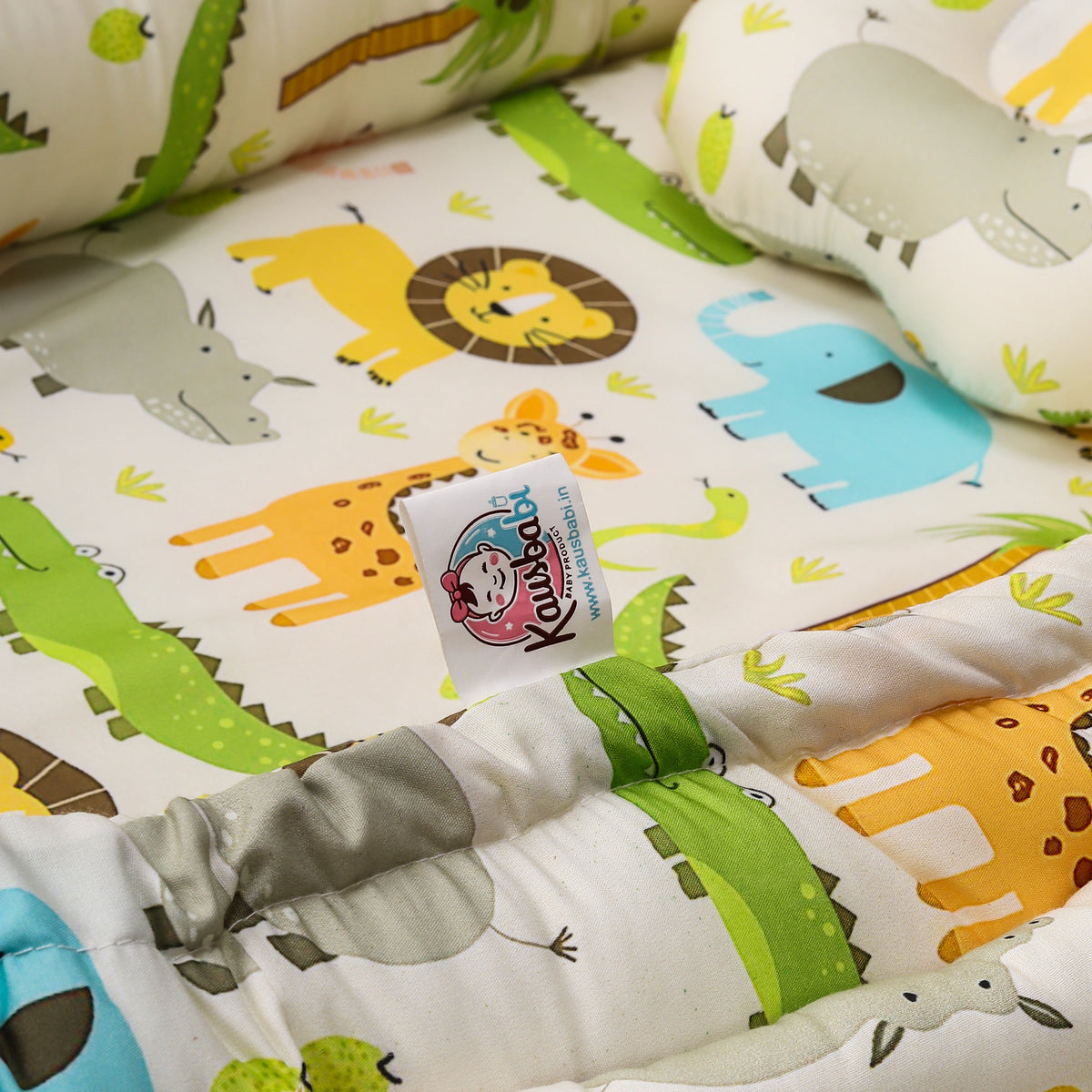 Baby Nest Bed for Newborn | Soft & Breathable Infant Lounger with Pillow with Jungle Safari