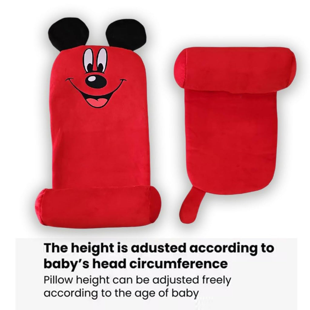 Baby Sleeping Support Pillow with Side Rollers | Newborn Safety Sleeping Pillow Set | Soft Cotton Infant Neck Pillow for 0–12 Months | Anti-Flat Head Cushion for Baby Boys & Girls (Micky)