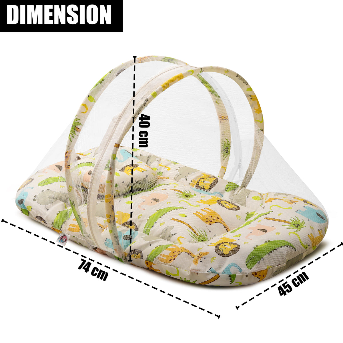 Kausbabi Foldable Baby Mosquito Net with Mattress | Portable Infant Sleeping Bed with Cushion | Breathable Mesh Protection for Newborn Babies | Lightweight Travel Baby Bed (0-12 Months)