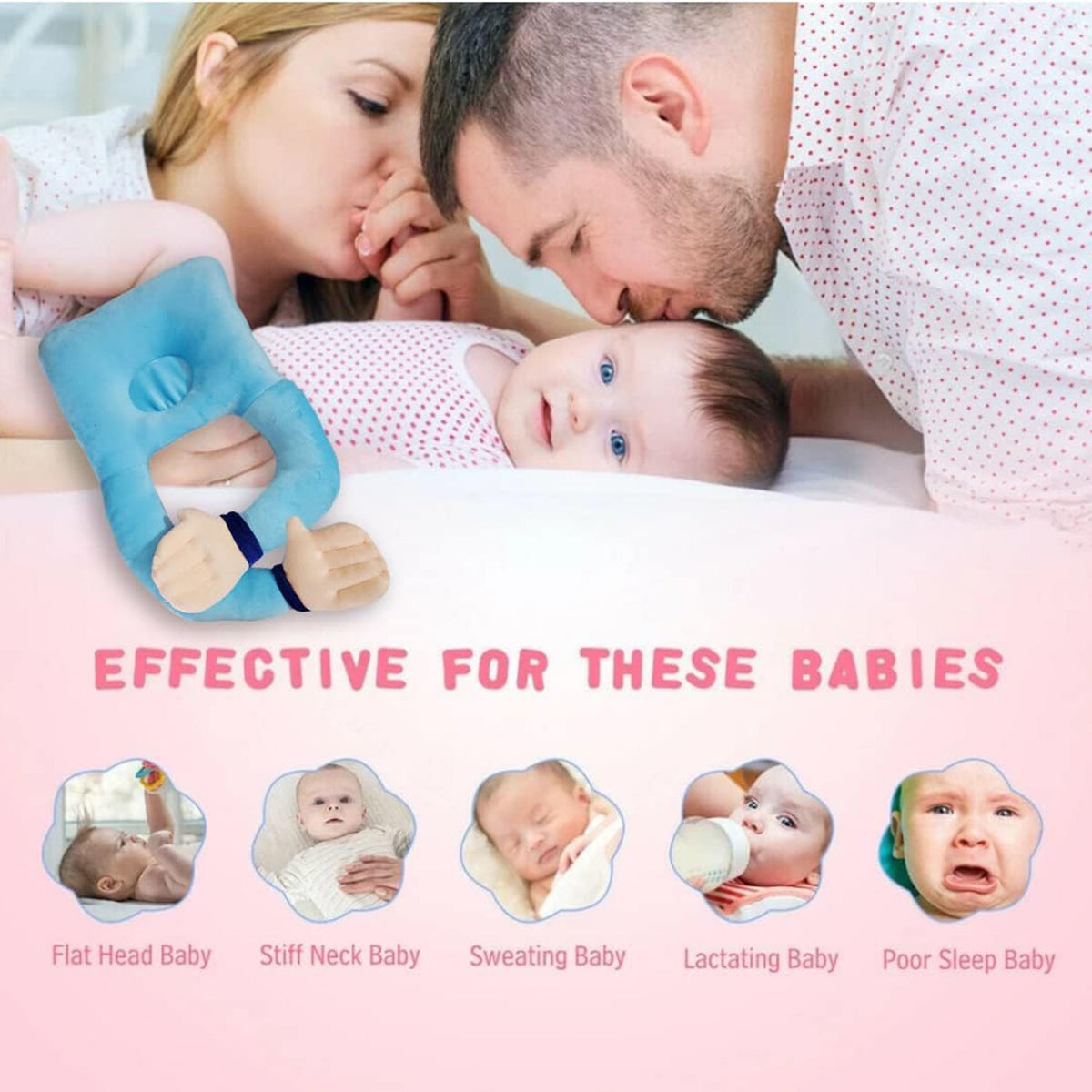 Kausbabi Plush Hugging Pillow for Baby Boys & Girls | Soft Infant Cuddle Cushion | Lightweight, Durable & Washable | Cute Animal Shape Baby Pillow for Sleeping & Playtime