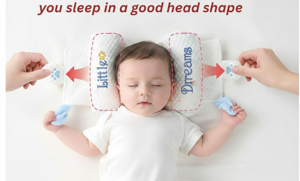 Kausbabi Baby Seed Adjustable Bolster Pillow for Newborn (0–12 Months) | Head Shape Support Pillow with Adjustable Distance | Soft & Breathable Baby Sleeping Pillow | Infant Bed Support Cushion