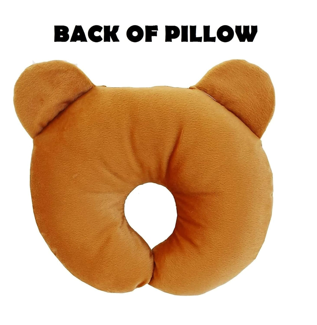 Cotton New Born Baby Soft Neck Supporting Pillow (0-12 Month), Infant Pillow Printed, Baby Sleeping, Gift for Babies Brown Panda