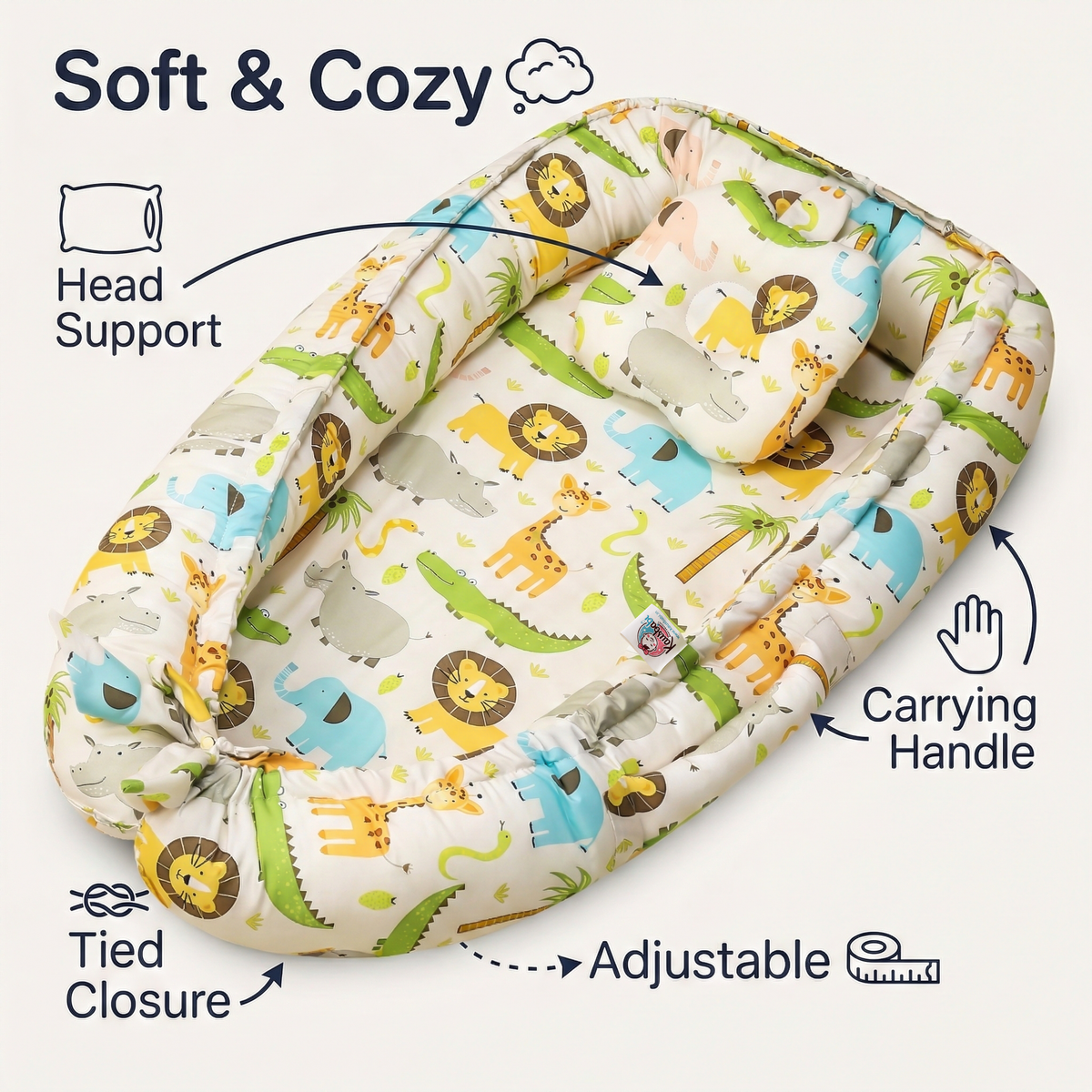 Kausbabi Baby Nest Bed for Newborn | Soft & Breathable Infant Lounger with Pillow