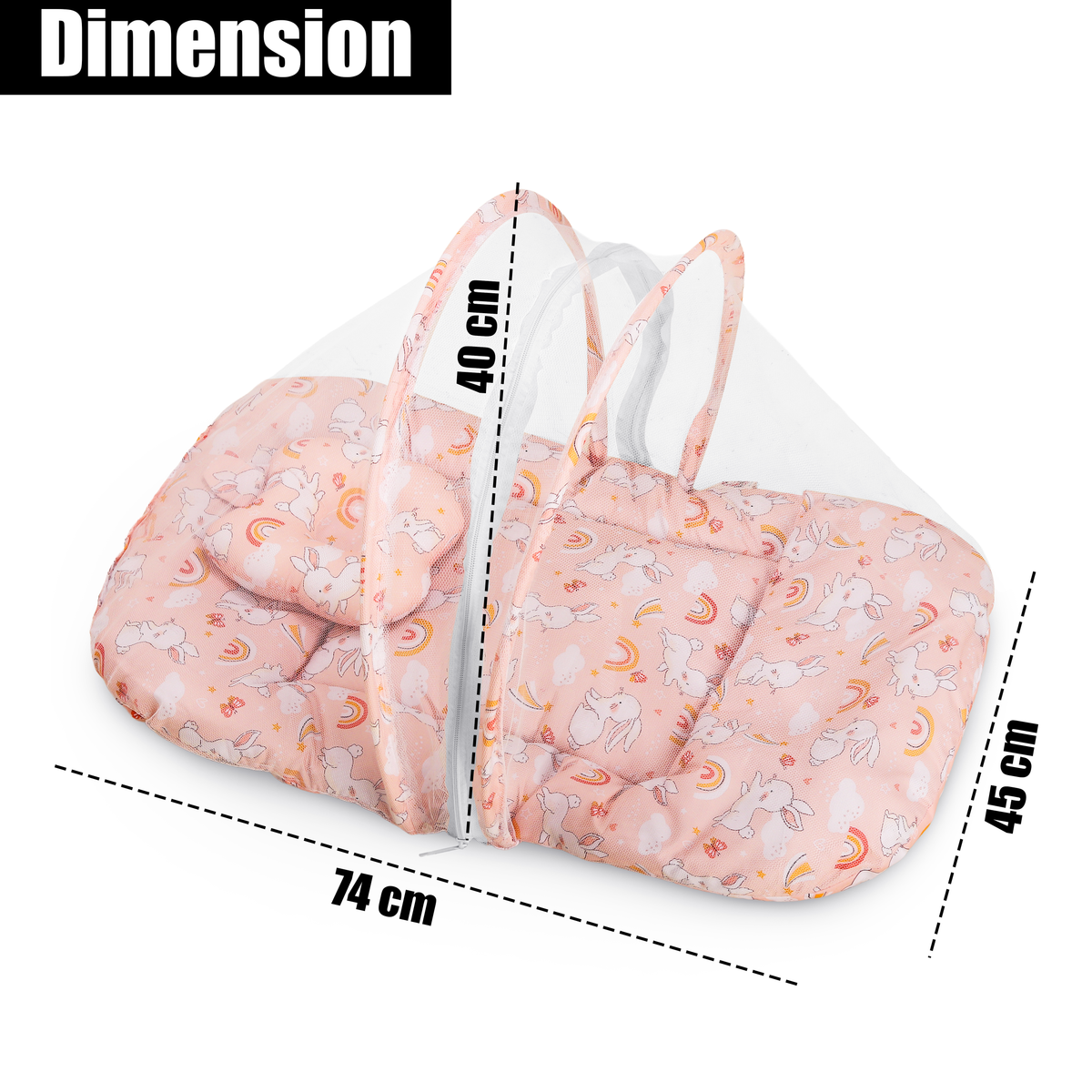 Kausbabi Foldable Baby Mosquito Net with Mattress | Portable Infant Sleeping Bed with Cushion | Breathable Mesh Protection for Newborn Babies | Lightweight Travel Baby Bed (0-12 Months)