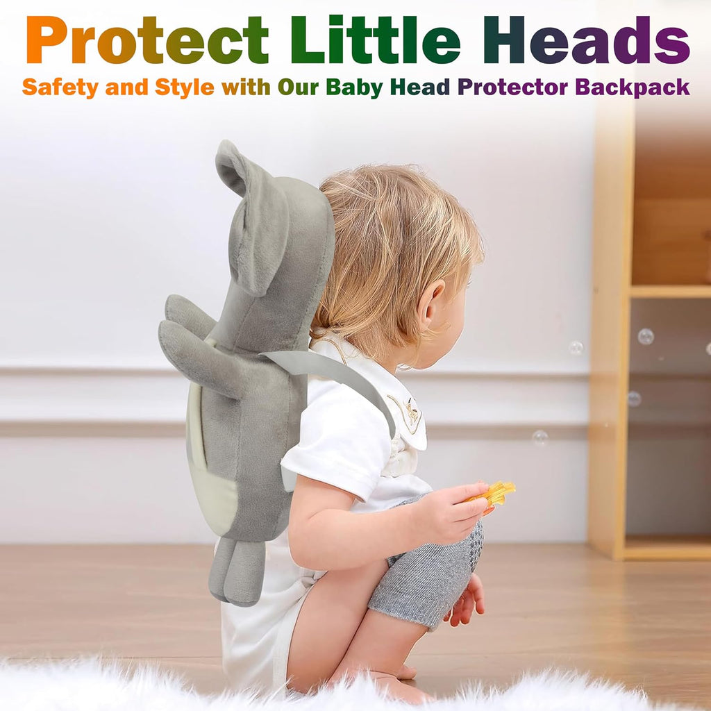 Baby Head Protector Cushion Plush Soft Multicolor Toy Early Learning Toy Fall Protection Helmet Baby Head Protector Child Adjustable Shoulder Strap (Perfect Gift for Baby) Elephant