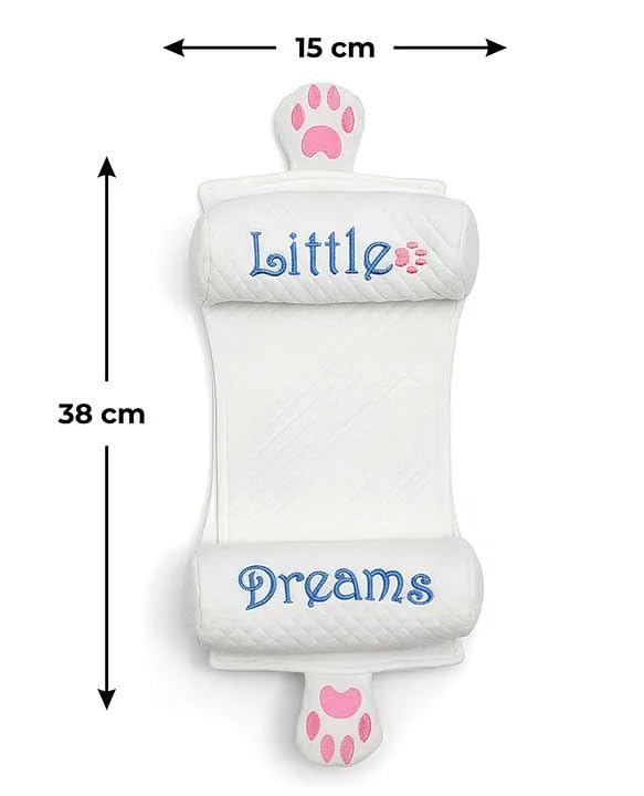 Kausbabi Baby Seed Adjustable Bolster Pillow for Newborn (0–12 Months) | Head Shape Support Pillow with Adjustable Distance | Soft & Breathable Baby Sleeping Pillow | Infant Bed Support Cushion