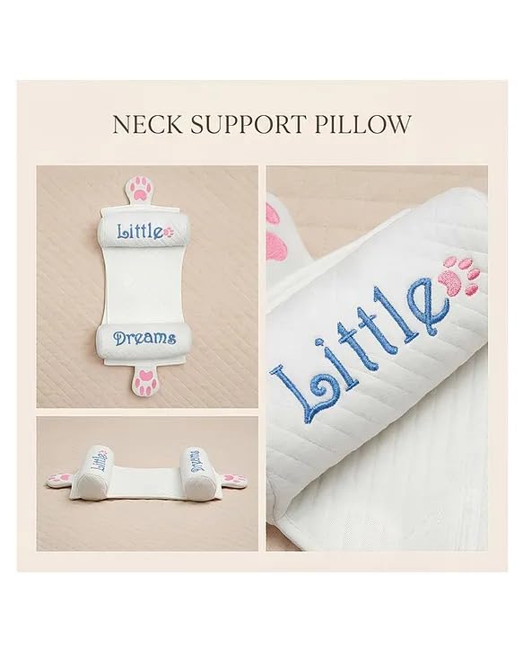 Kausbabi Baby Seed Adjustable Bolster Pillow for Newborn (0–12 Months) | Head Shape Support Pillow with Adjustable Distance | Soft & Breathable Baby Sleeping Pillow | Infant Bed Support Cushion