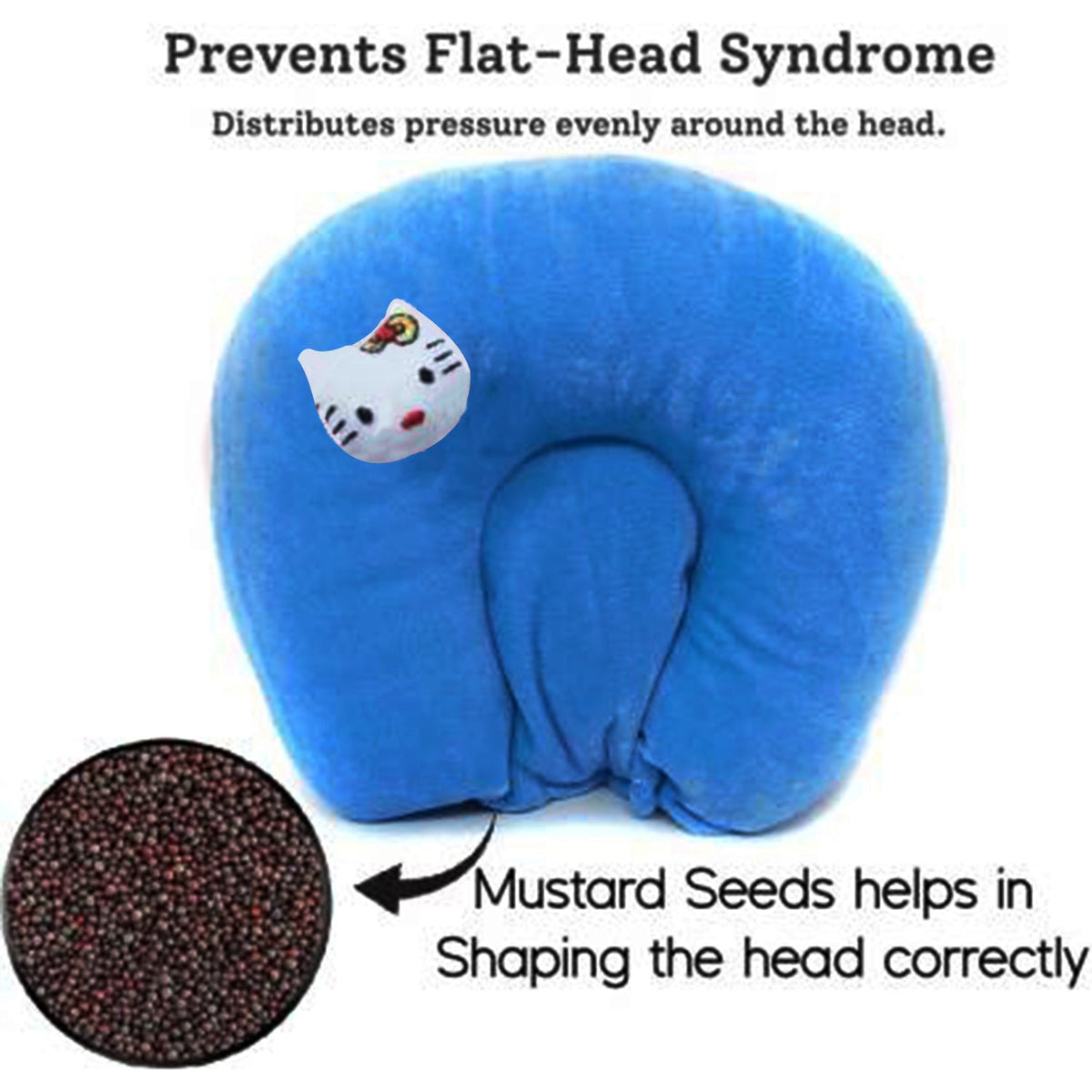 Kausbabi Mustard Seed Pillow for New Born Baby, Ideal for Round Head Shaping Seed Pillow with Foam Cotton Cover for 0 to 12 Months Babies (Gift for Baby)