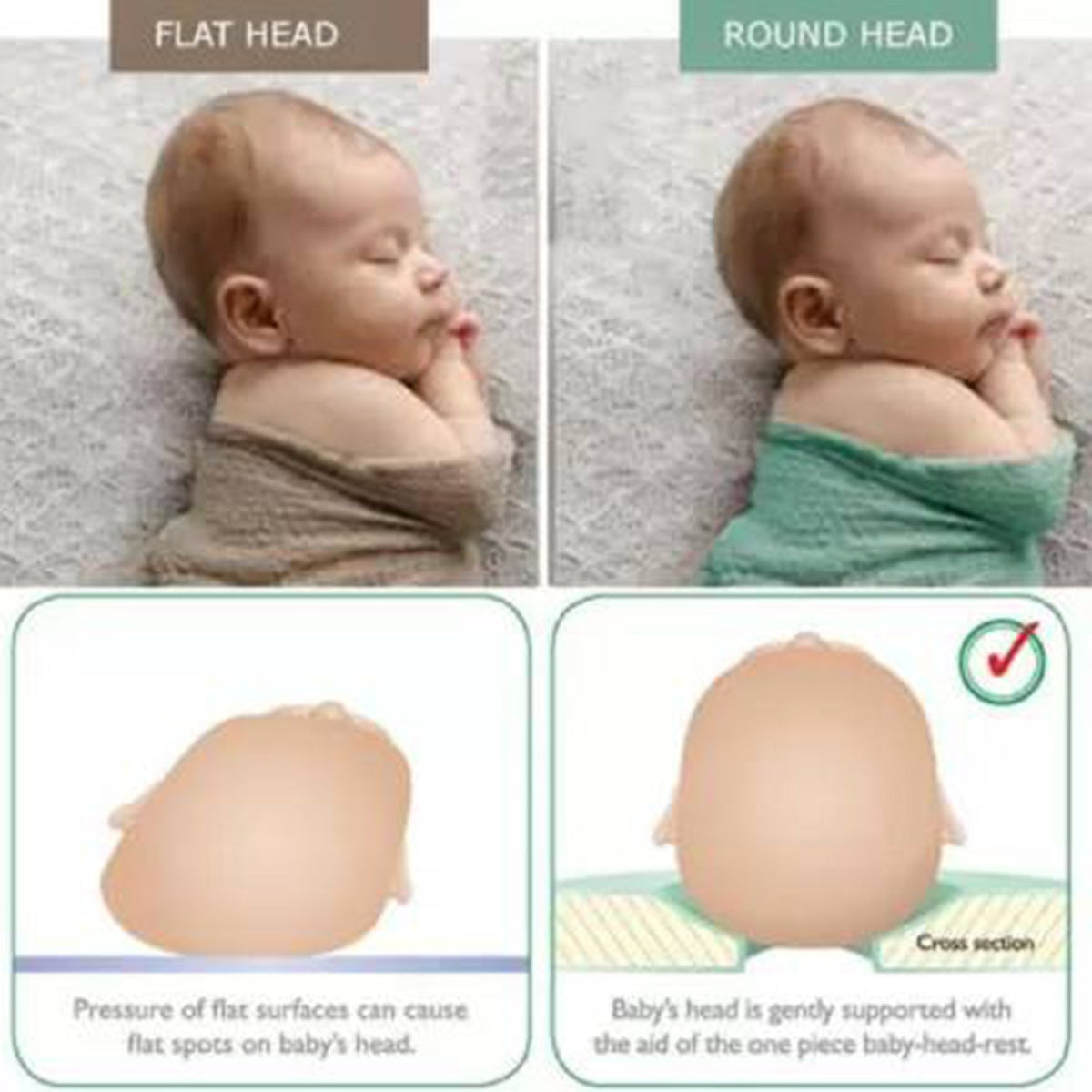 Kausbabi Mustard Seed Pillow for New Born Baby, Ideal for Round Head Shaping Seed Pillow with Foam Cotton Cover for 0 to 12 Months Babies (Gift for Baby)