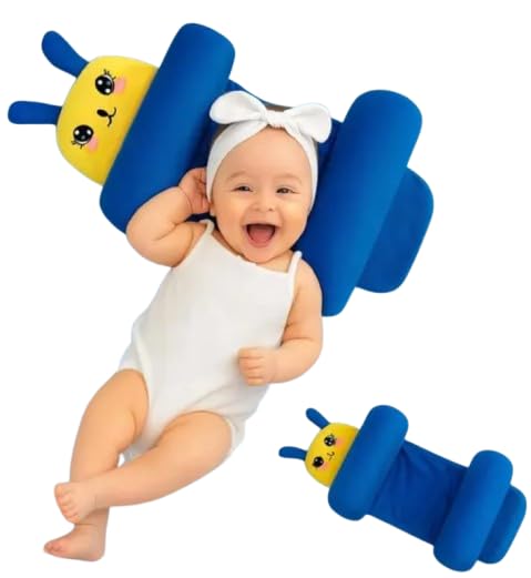 Baby Sleeping Support Pillow with Side Rollers | Newborn Safety Sleeping Pillow Set | Soft Cotton Infant Neck Pillow for 0–12 Months | Anti-Flat Head Cushion for Baby Boys & Girls (New)