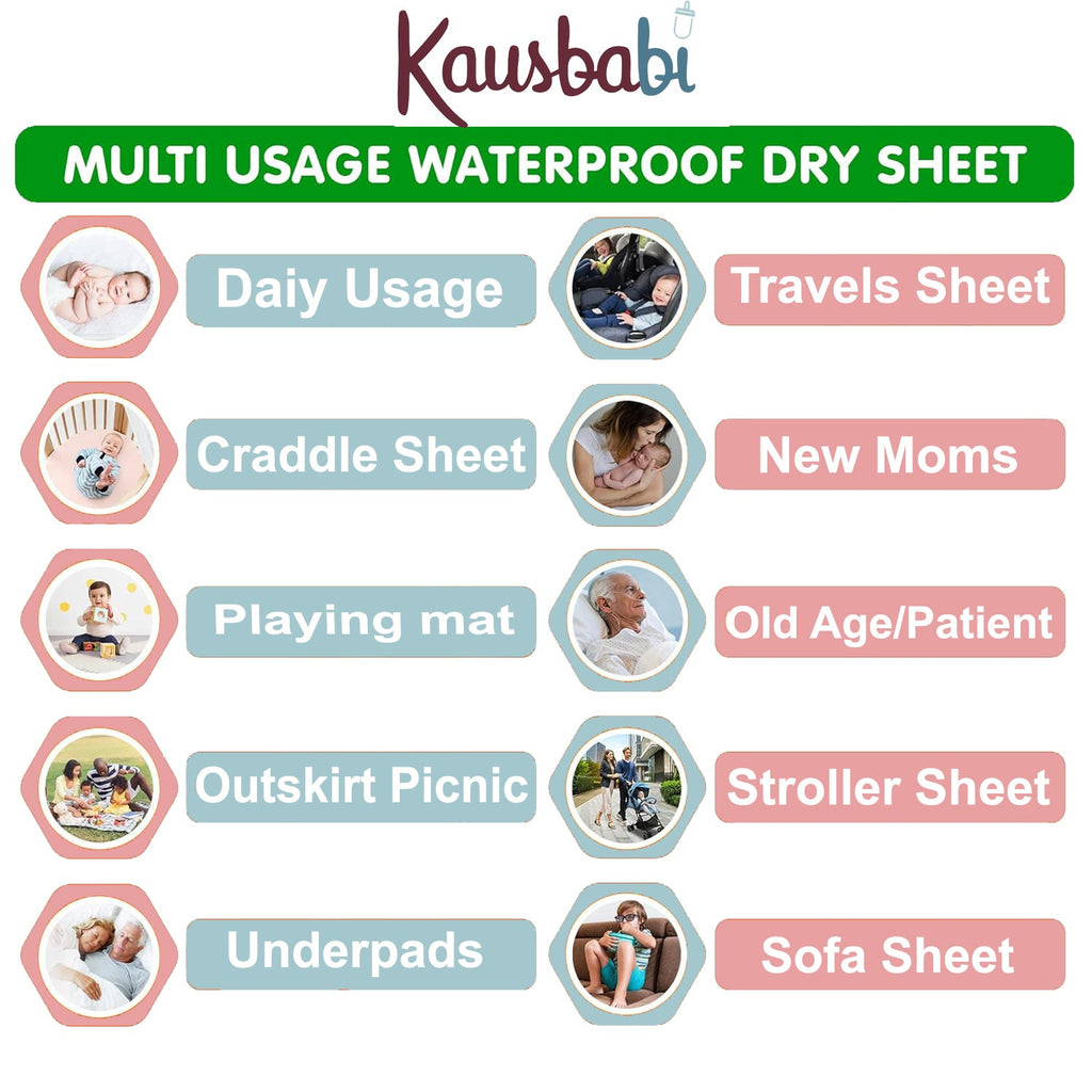 Waterproof Baby Dry Sheet – Reusable Baby Bed Protector & Mattress Cover | Soft, Breathable & Washable Sheet for Infants & Toddlers (Small 50X70)