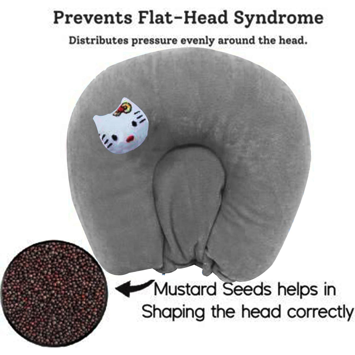 Kausbabi Mustard Seed Pillow for New Born Baby, Ideal for Round Head Shaping Seed Pillow with Foam Cotton Cover for 0 to 12 Months Babies (Gift for Baby)