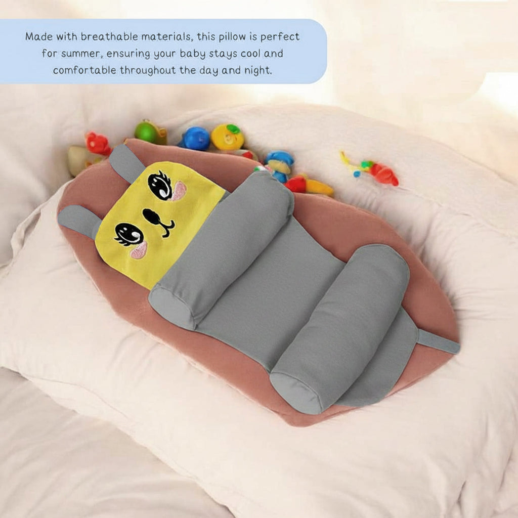 Baby Sleeping Support Pillow with Side Rollers | Newborn Safety Sleeping Pillow Set | Soft Cotton Infant Neck Pillow for 0–12 Months | Anti-Flat Head Cushion for Baby Boys & Girls (New)