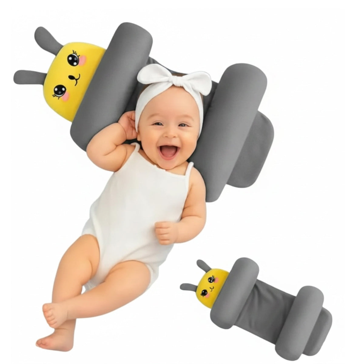 Baby Sleeping Support Pillow with Side Rollers | Newborn Safety Sleeping Pillow Set | Soft Cotton Infant Neck Pillow for 0–12 Months | Anti-Flat Head Cushion for Baby Boys & Girls (New)