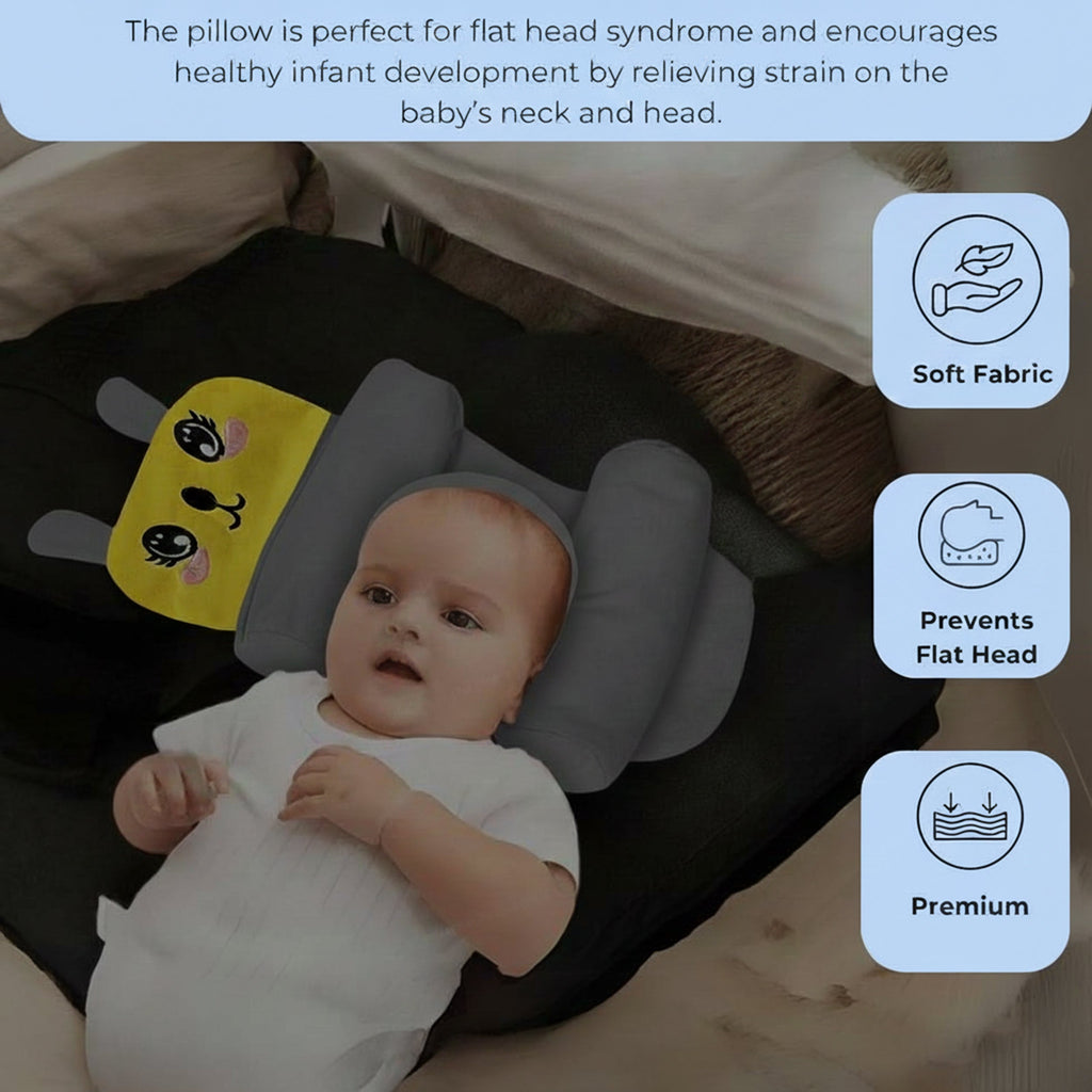 Baby Sleeping Support Pillow with Side Rollers | Newborn Safety Sleeping Pillow Set | Soft Cotton Infant Neck Pillow for 0–12 Months | Anti-Flat Head Cushion for Baby Boys & Girls (New)