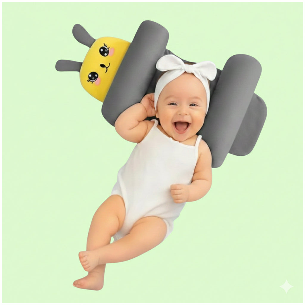 Baby Sleeping Support Pillow with Side Rollers | Newborn Safety Sleeping Pillow Set | Soft Cotton Infant Neck Pillow for 0–12 Months | Anti-Flat Head Cushion for Baby Boys & Girls (New)