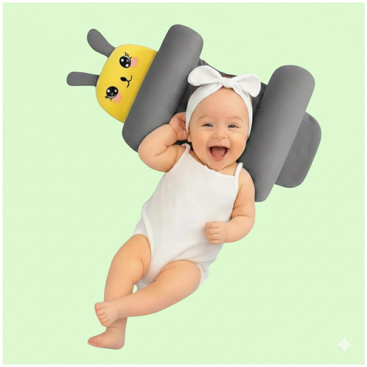 Baby Sleeping Support Pillow with Side Rollers | Newborn Safety Sleeping Pillow Set | Soft Cotton Infant Neck Pillow for 0–12 Months | Anti-Flat Head Cushion for Baby Boys & Girls (New)