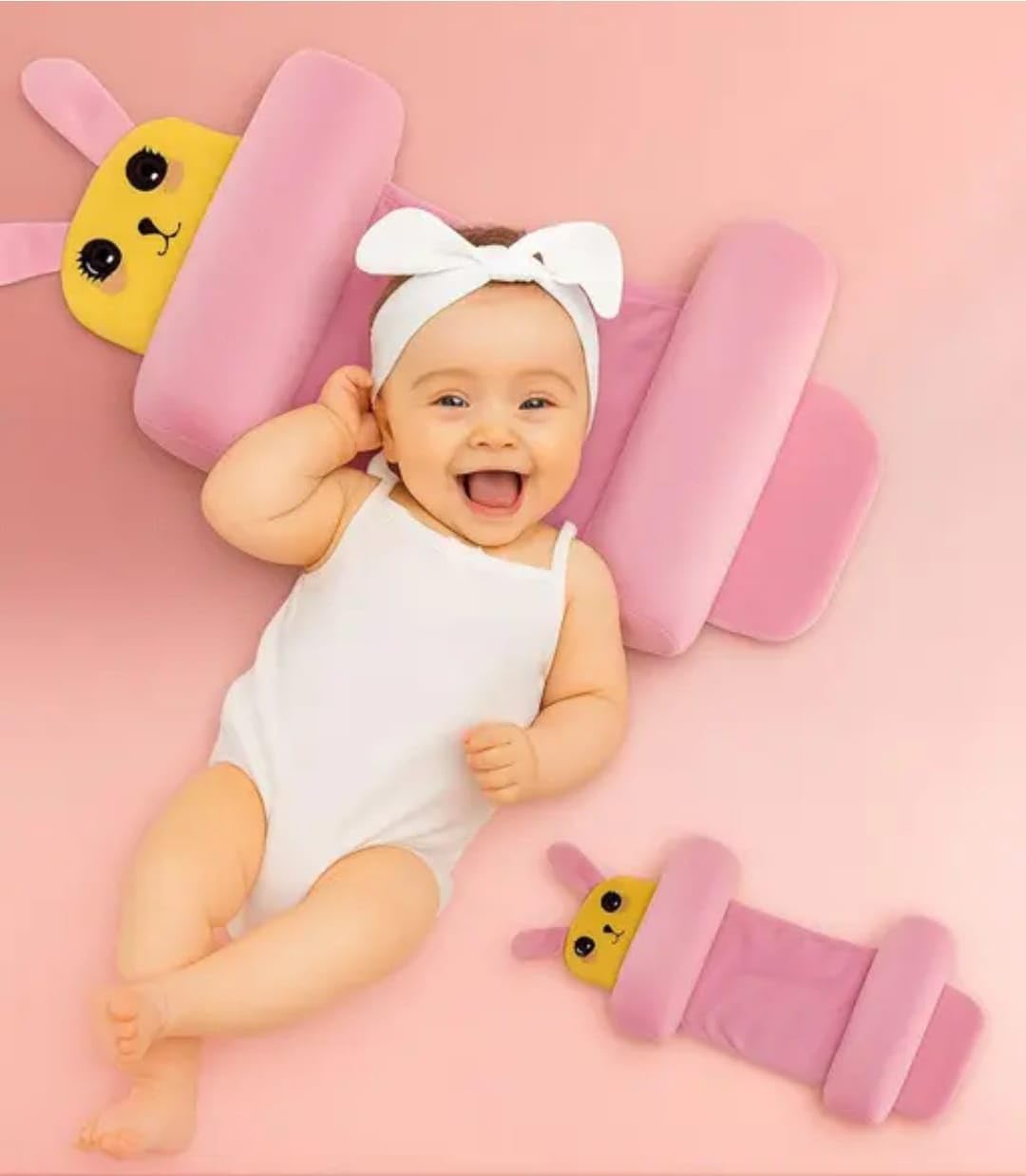 Baby Sleeping Support Pillow with Side Rollers | Newborn Safety Sleeping Pillow Set | Soft Cotton Infant Neck Pillow for 0–12 Months | Anti-Flat Head Cushion for Baby Boys & Girls (New)