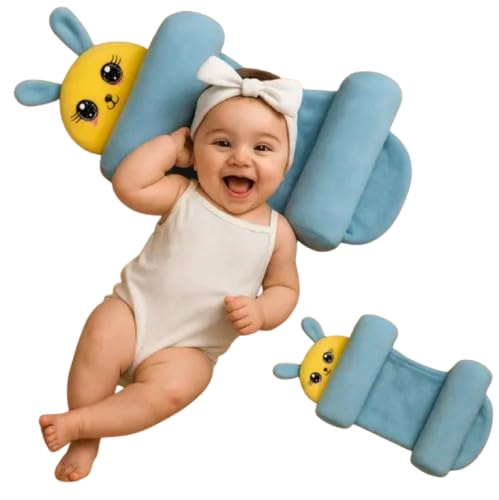 Baby Sleeping Support Pillow with Side Rollers | Newborn Safety Sleeping Pillow Set | Soft Cotton Infant Neck Pillow for 0–12 Months | Anti-Flat Head Cushion for Baby Boys & Girls (New)