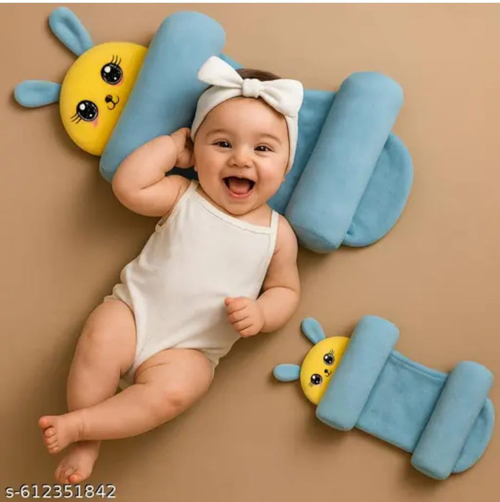 Baby Sleeping Support Pillow with Side Rollers | Newborn Safety Sleeping Pillow Set | Soft Cotton Infant Neck Pillow for 0–12 Months | Anti-Flat Head Cushion for Baby Boys & Girls (New)