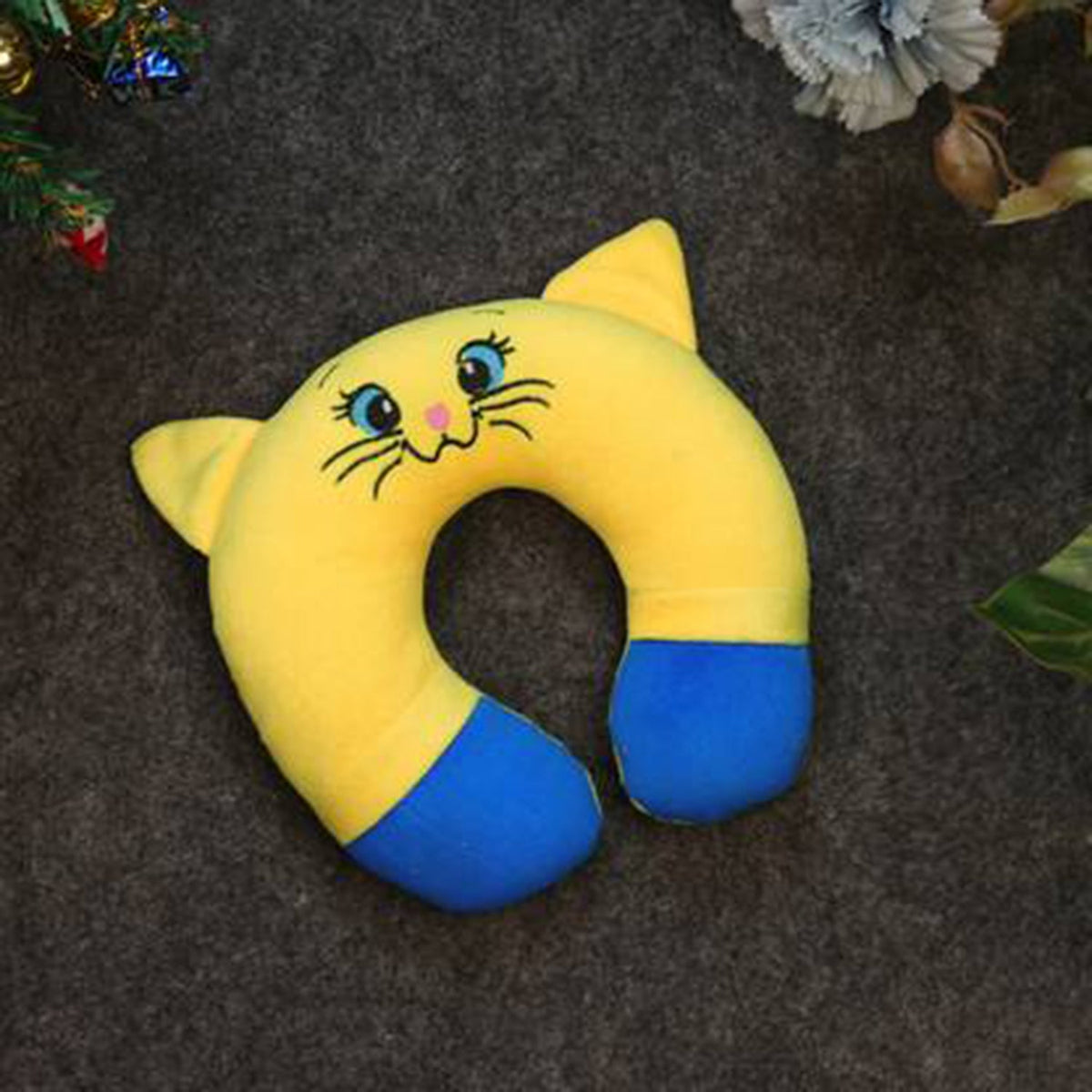 Cotton New Born Baby Soft Neck Supporting Pillow (0-12 Month), Infant Pillow Printed, Baby Sleeping, Gift for Babies YellowBlue