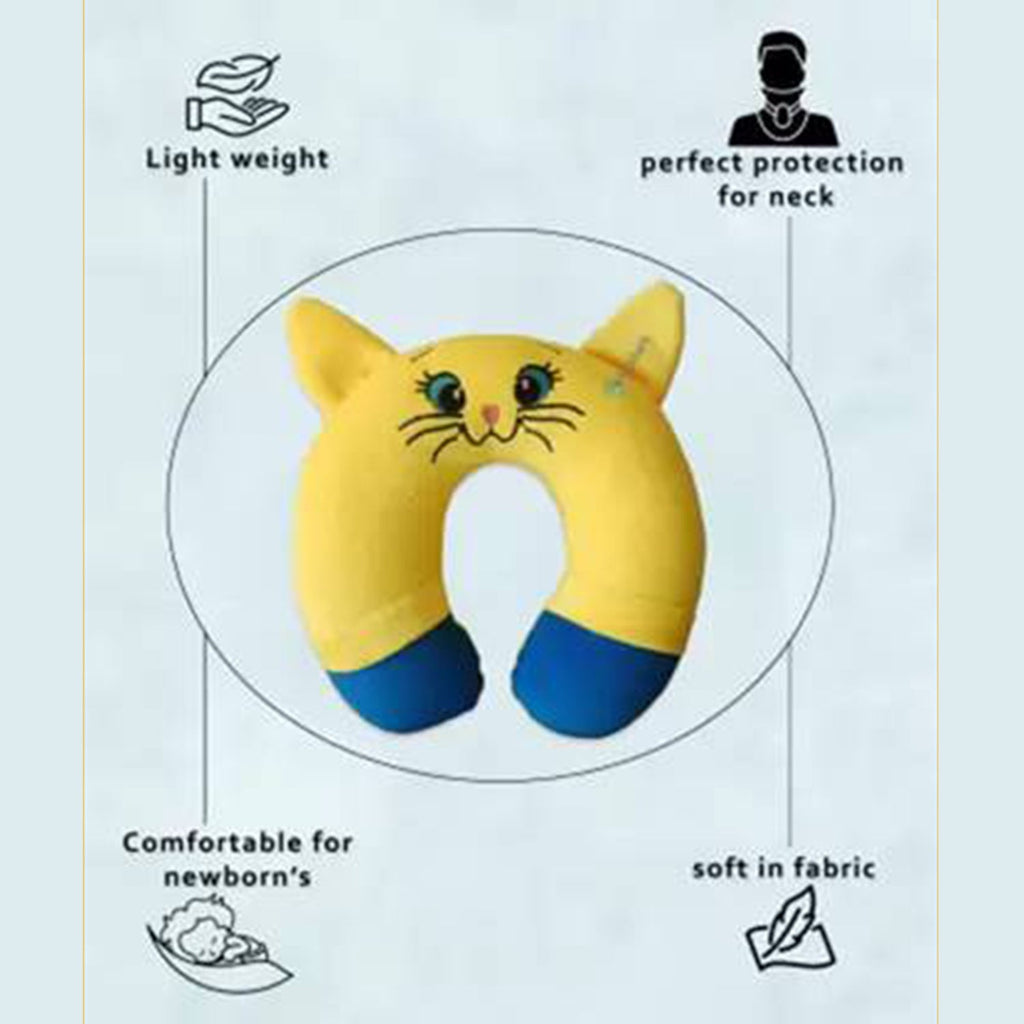 Cotton New Born Baby Soft Neck Supporting Pillow (0-12 Month), Infant Pillow Printed, Baby Sleeping, Gift for Babies YellowBlue