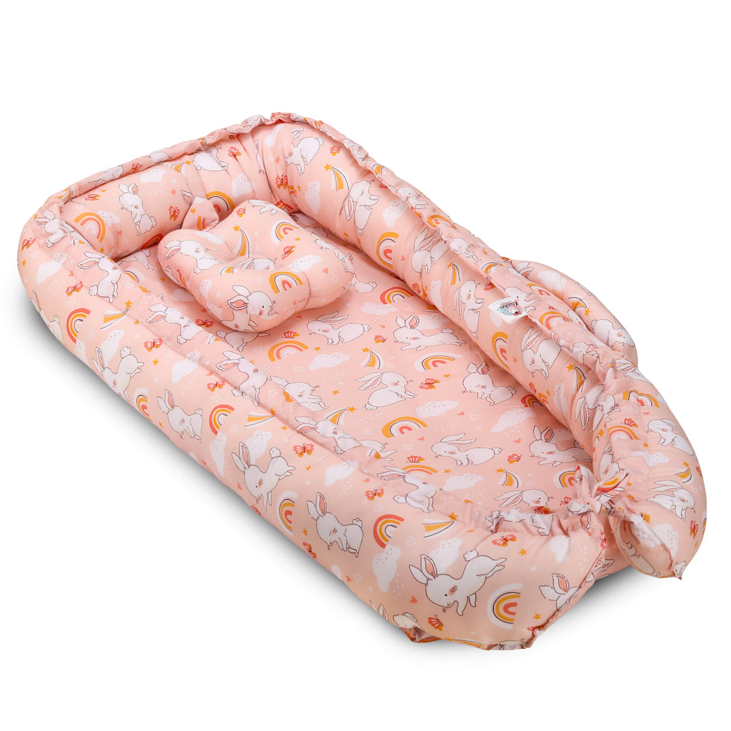 Baby Nest Bed for Newborn | Portable Baby Sleeping Bed for Co-Sleeping & Travel with pink color