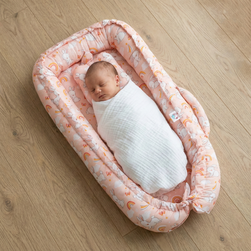 Baby Nest Bed for Newborn | Portable Baby Sleeping Bed for Co-Sleeping & Travel with pink color