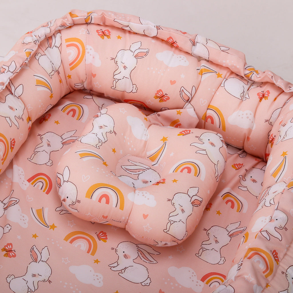 Baby Nest Bed for Newborn | Portable Baby Sleeping Bed for Co-Sleeping & Travel with pink color