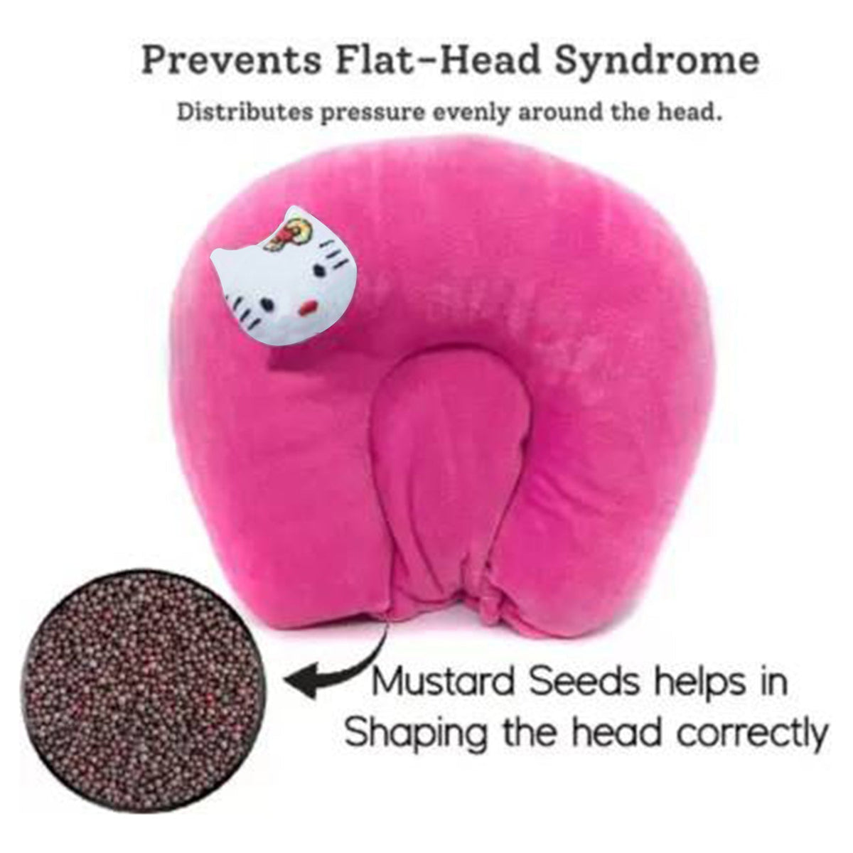 Kausbabi Mustard Seed Pillow for New Born Baby, Ideal for Round Head Shaping Seed Pillow with Foam Cotton Cover for 0 to 12 Months Babies (Gift for Baby)