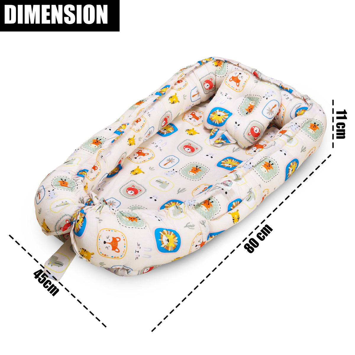 Kausbabi Baby Nest Bed for Newborn | Soft & Breathable Infant Lounger with Pillow | Portable Baby Sleeping Bed for Co-Sleeping & Travel | Comfortable Baby Bed (0-12 Months)