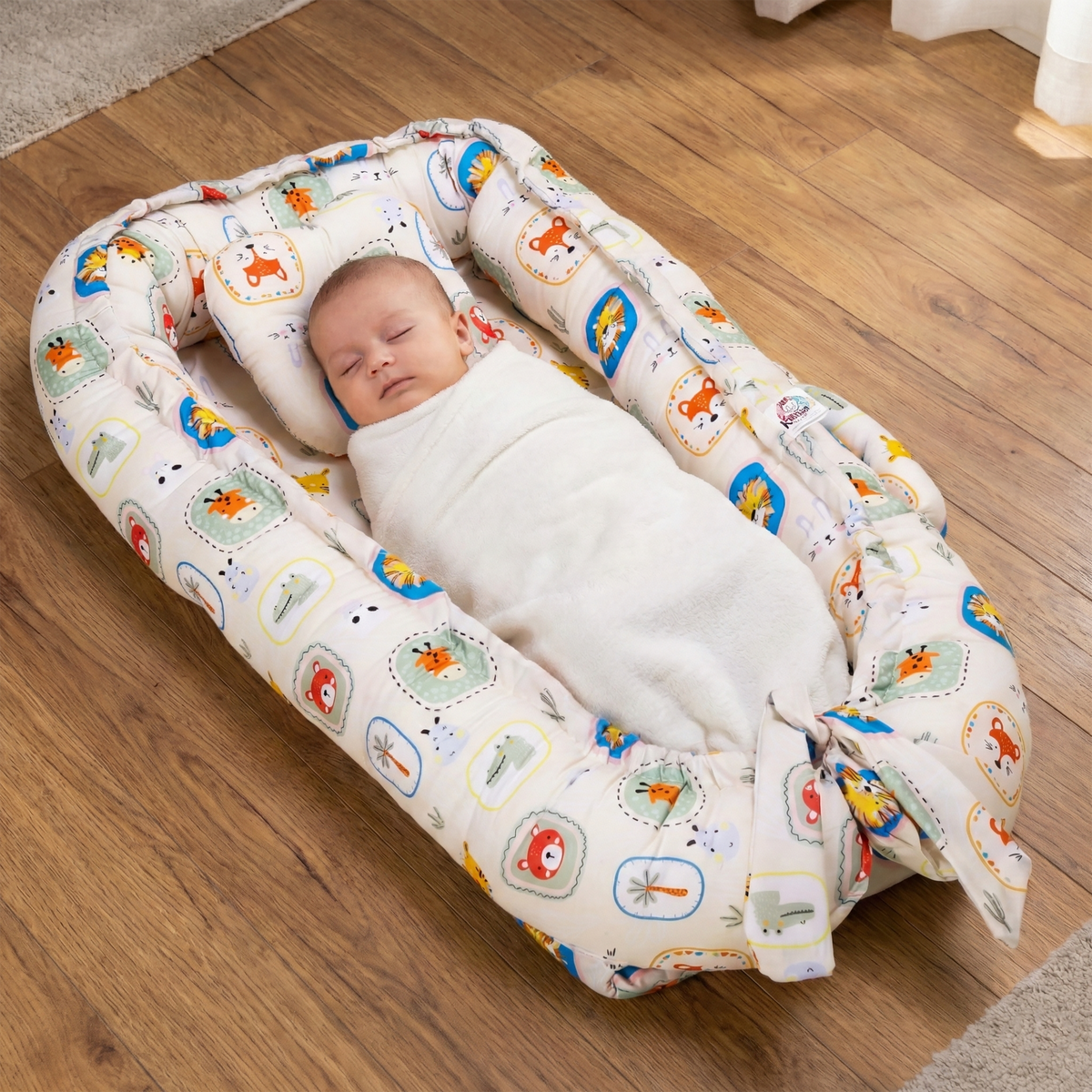 Kausbabi Baby Nest Bed for Newborn | Soft & Breathable Infant Lounger with Pillow | Portable Baby Sleeping Bed for Co-Sleeping & Travel | Comfortable Baby Bed (0-12 Months)